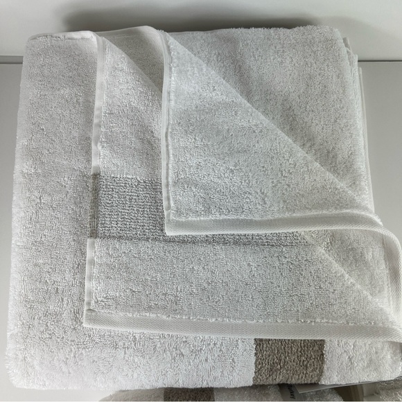 Pera Avenue Luxe Bath Towel Set 100% Turkish Cotton Cream & Tan 8 Piece Set - Picture 8 of 9